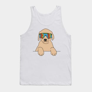 Labrador puppy Dog wearing 80's skiing sunglasses Tank Top